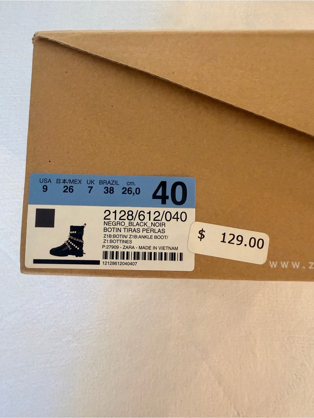 Zara Black Pearl-Embellished Ankle Boots - Picture 7 of 8